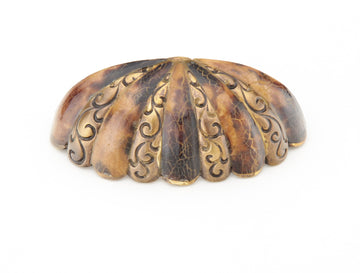 Schaub Tiger Penshell - Cup Pull - Penshell inlaid on Solid Brass - Estate Dover Finish - 3" cc